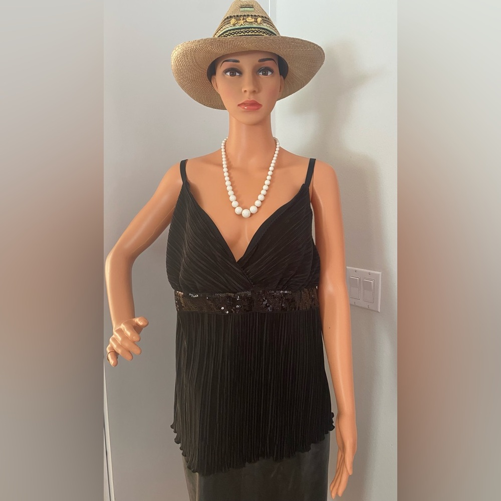 SELF ESTEEM .. WOMENS Black Pleated Elegant Top